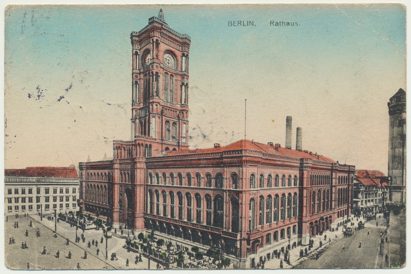 värviline trükipostkaart, Saksamaa, Berliin, raekoda, u 1910