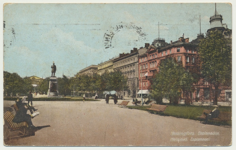 värviline trükipostkaart, Soome, Helsingi, Esplanaati park, u 1915