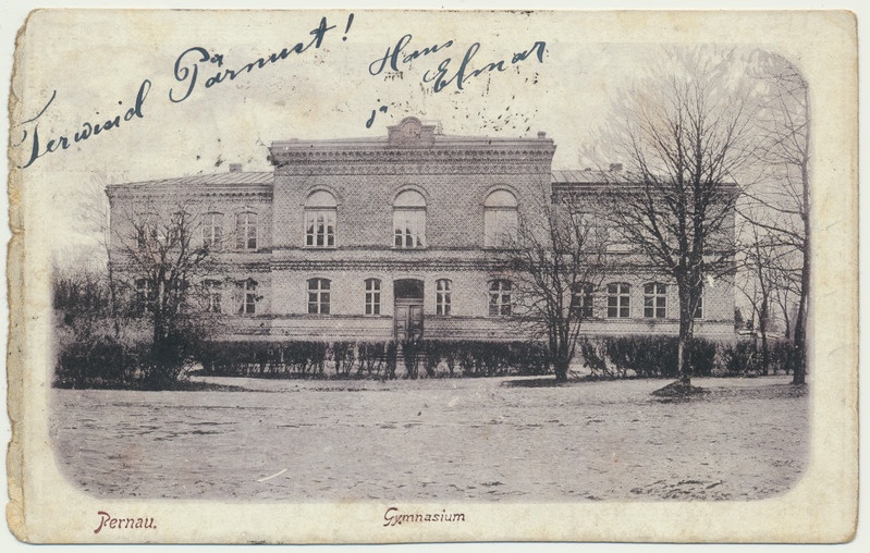 trükipostkaart, Pärnu, poeglaste gümnaasium, u 1906