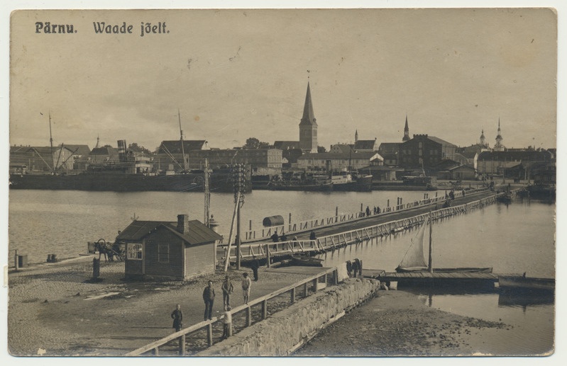 fotopostkaart, Pärnu, jõgi, nahksild, u 1915