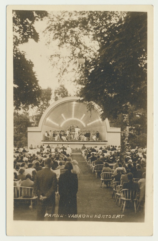 fotopostkaart, Pärnu, Ranna park, vabaõhukontsert, u 1939