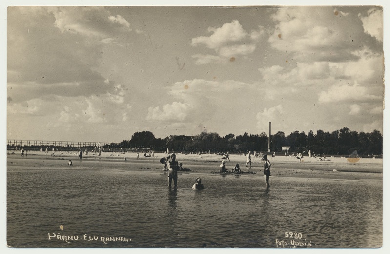 fotopostkaart, Pärnu, meri, suvitajad, u 1928