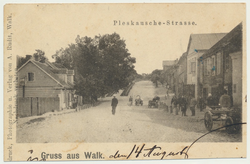 trükipostkaart, Valga, Pihkva tn (Vabaduse tn), u 1900