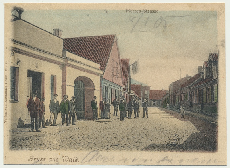 värviline trükipostkaart, Valga, Härrade tänav, u 1903
