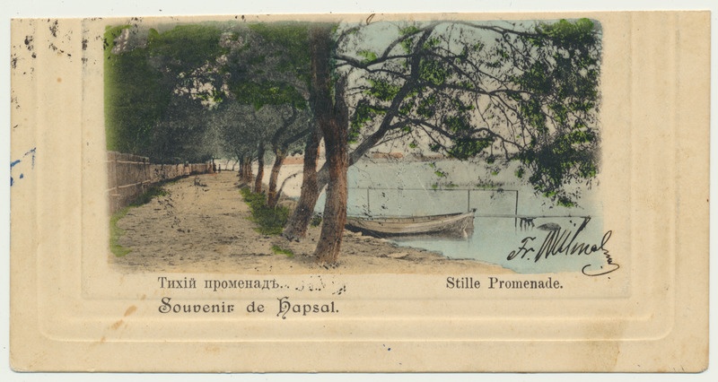värviline trükipostkaart, Haapsalu, Vaikne promenaad, u 1903