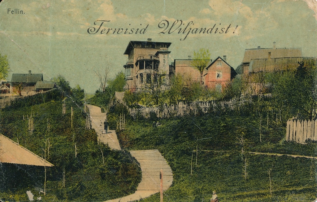 koloreeritud trükipostkaart, Viljandi, Trepimägi, u 1907-08, kirjastaja E. Ring