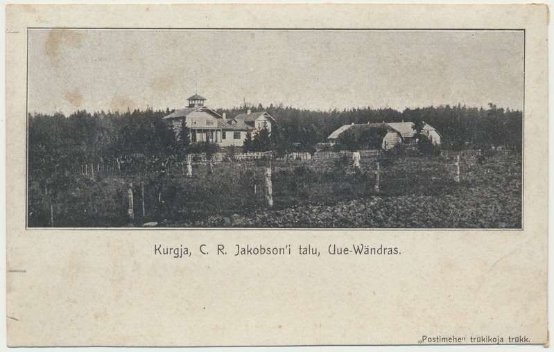 trükipostkaart, Kurgja, C.R. Jakobsoni talu, üldvaade, u 1910?