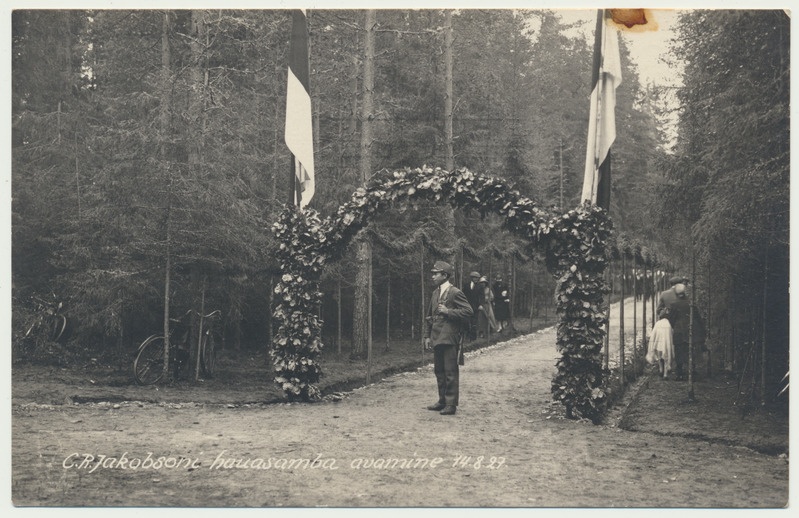 fotopostkaart, C.R. Jakobsoni hauamonumendi avamine, 1927