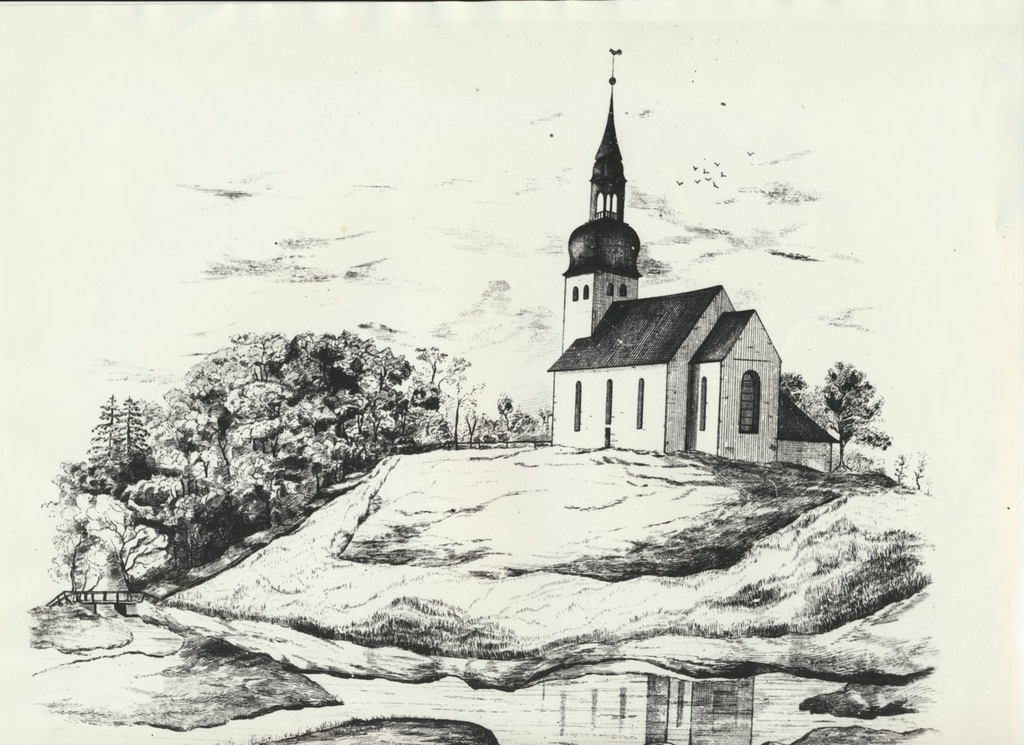 foto, Viljandimaa, Tarvastu kirik, joonistus, enne 1892