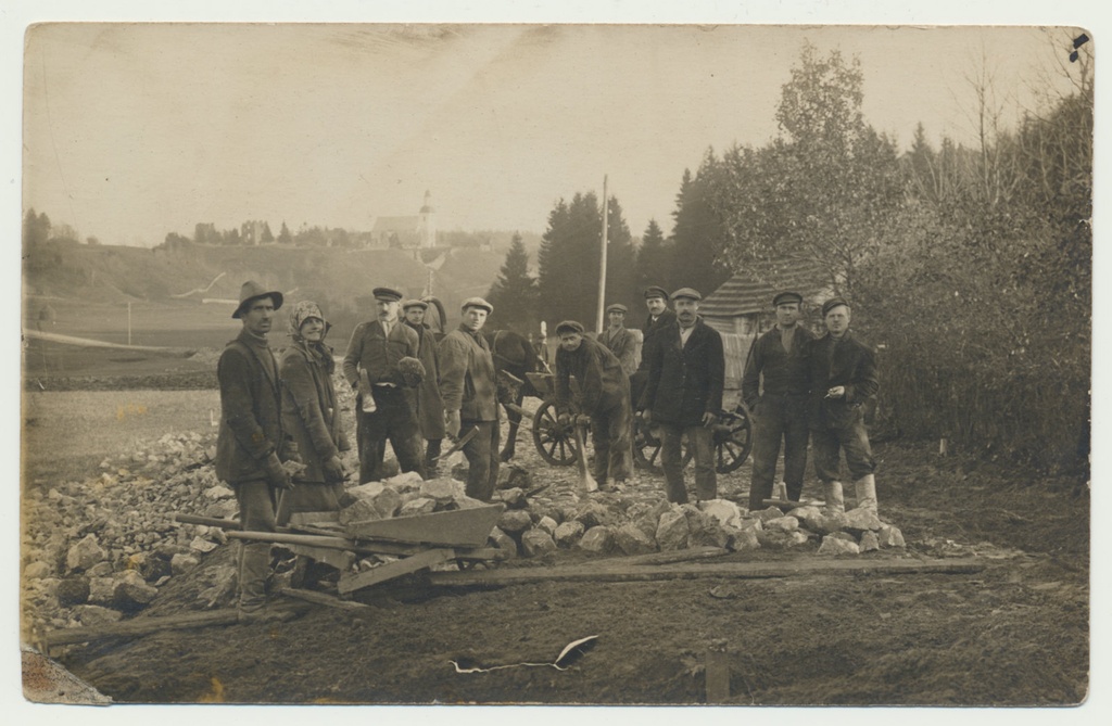 foto, Karksi khk, Nuia-Karksi tee ehitus, töölised, u 1929, foto A. Priimägi