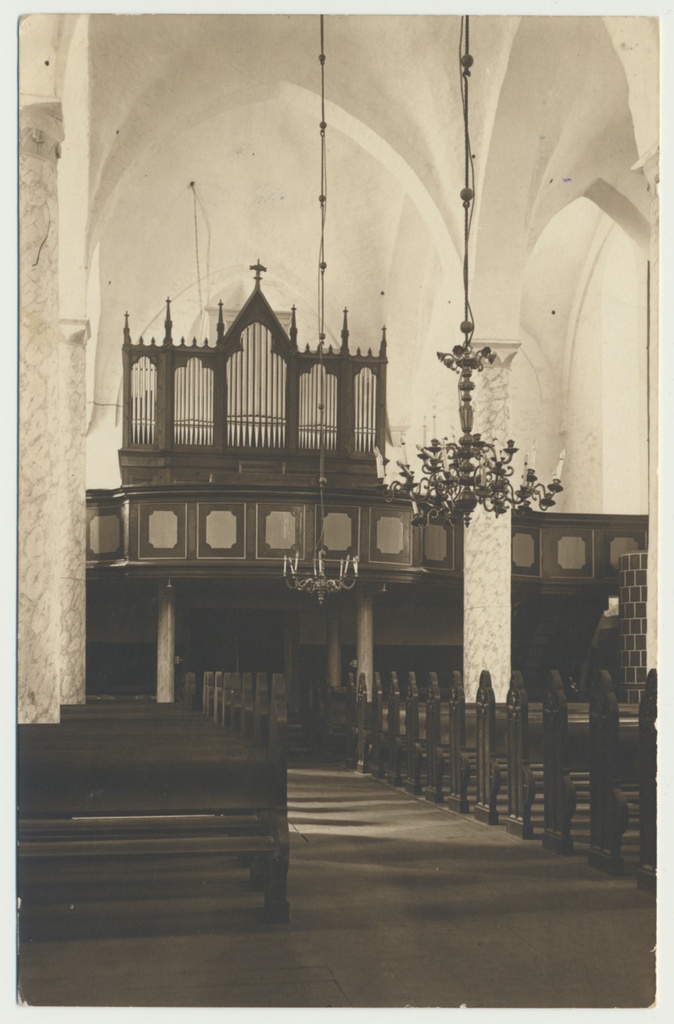 foto, Viljandimaa, Paistu kirik, sisevaade, orel, pingid, u 1930