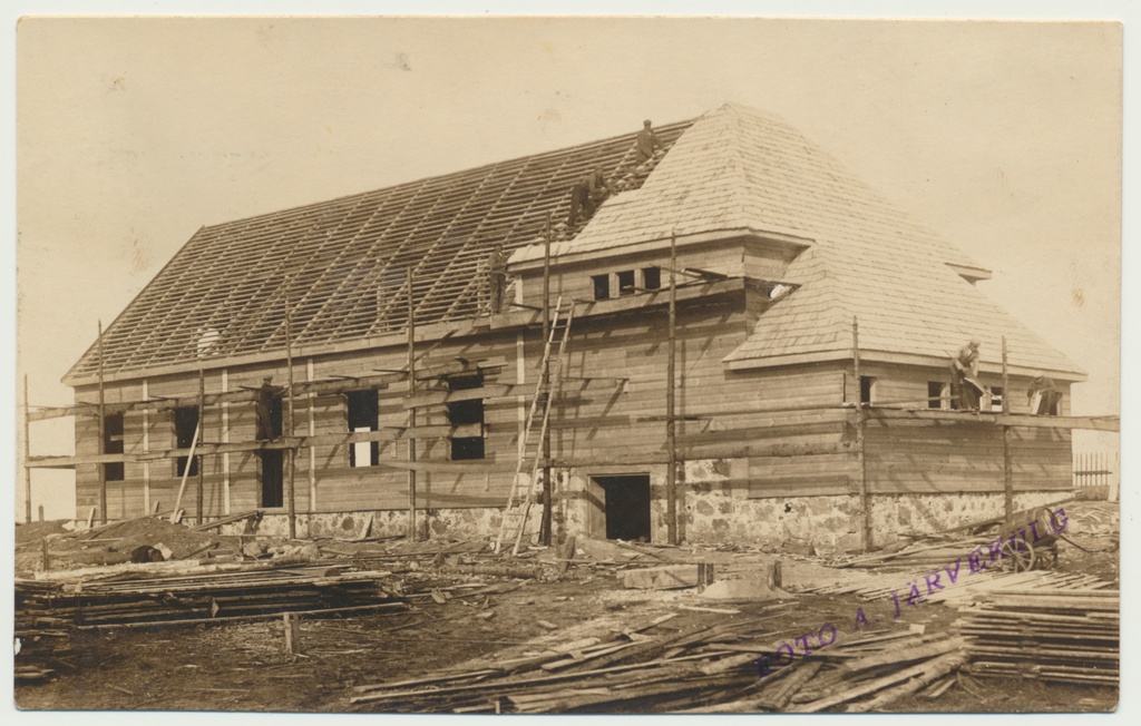 foto, Viljandimaa, Paistu rahvamaja ehitus, u 1933, foto A. Järvekülg