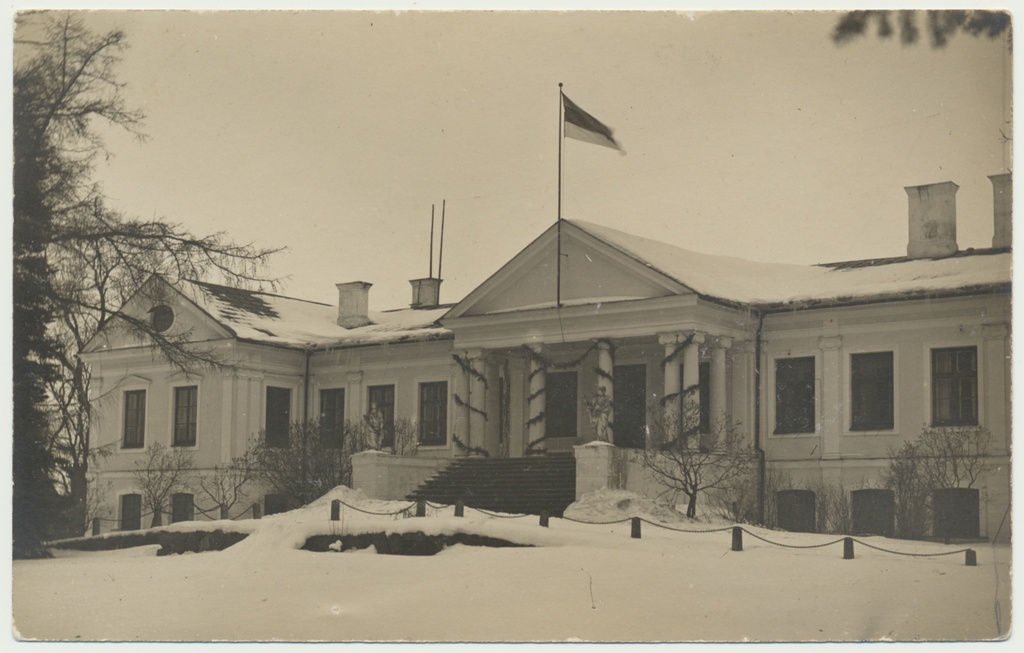 foto, Paistu khk, Õisu mõis, peahoone, kaunistatud, 24.02.1928?