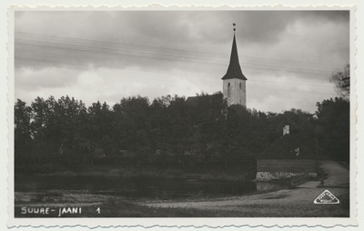 foto, Viljandimaa, Suure-Jaani, järv, kirik, u 1925, foto J. Riet  duplicate photo