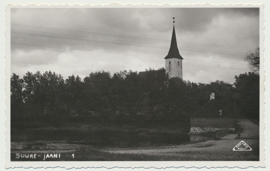 foto, Viljandimaa, Suure-Jaani, järv, kirik, u 1925, foto J. Riet