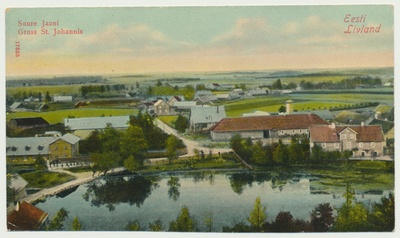 trükipostkaart, koloreeritud, Viljandimaa, Suure-Jaani, üldvaade, u 1910, kirjastaja A. Mutli  duplicate photo