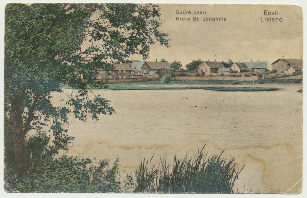 trükipostkaart, koloreeritud, Viljandimaa, Suure-Jaani, järv, Tallinna tn ümbrus, u 1910