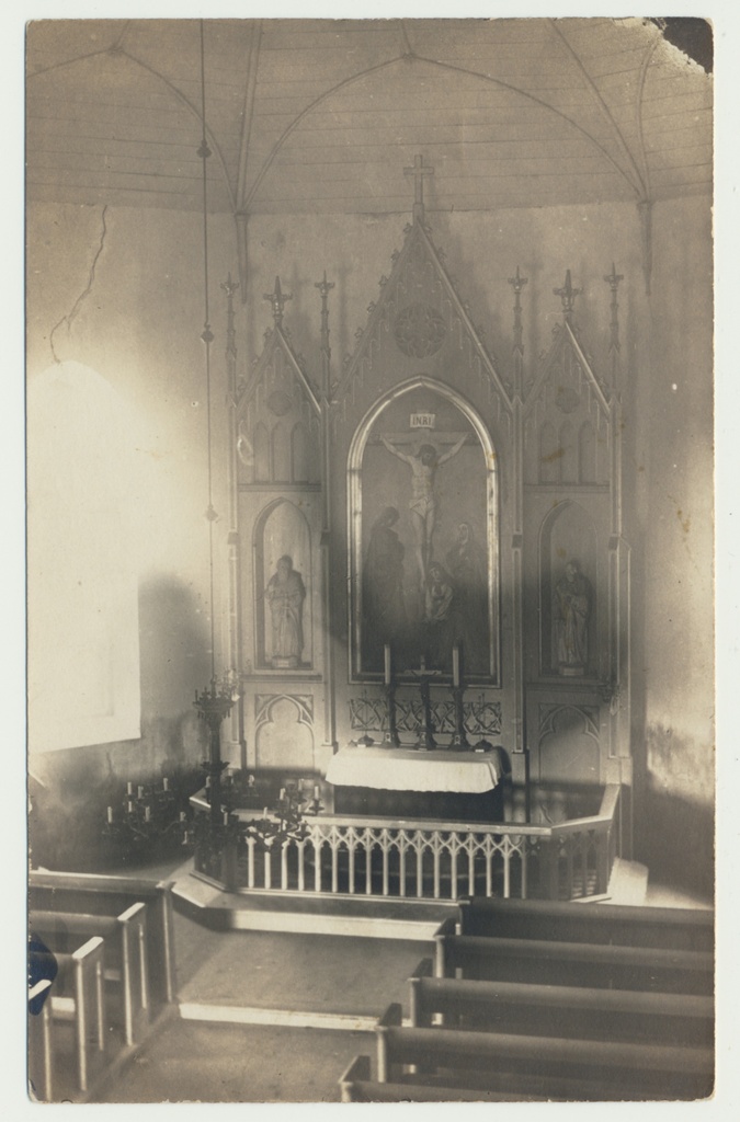 foto, Viljandimaa, Pilistvere, Risti abikirik, sisevaade, altar, u 1920