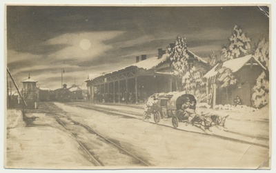 fotopostkaart -jõulukaart, Viljandi, raudteejaam, u 1920?  duplicate photo