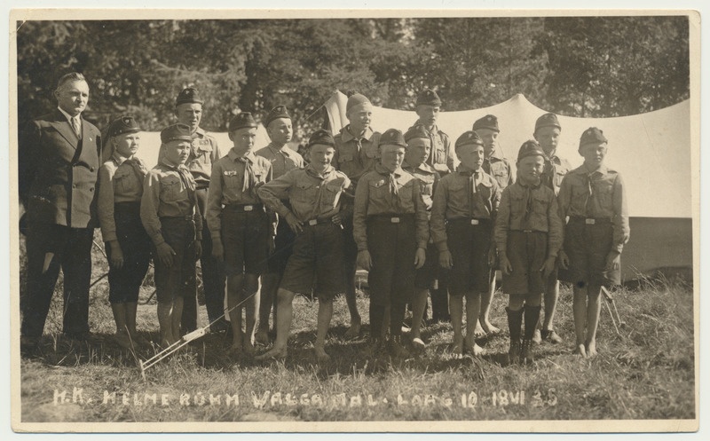 foto, Kaitseliidu Sakalamaa Malev, noorkotkad, Helme rühm laagris, 1935