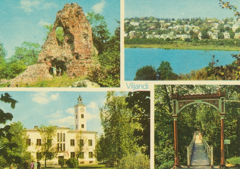 värvipostkaart, Viljandi, 4 vaadet, 1977, foto G. German ja O. Vihandi