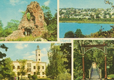 värvipostkaart, Viljandi, 4 vaadet, 1977, foto G. German ja O. Vihandi,  duplicate photo