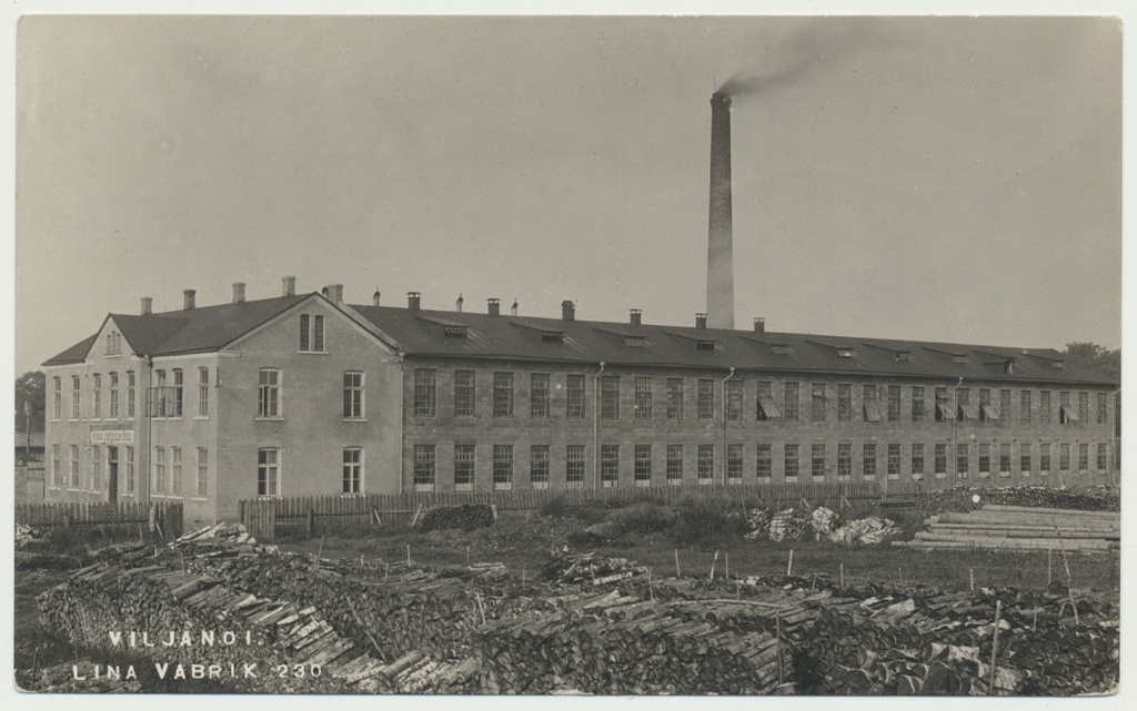 foto, Viljandi Linavabrik, ees puuaed, u 1920