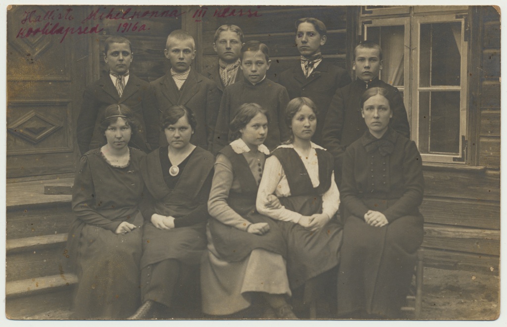 foto, Halliste kihelkonnakool, 3. klass, 1916
