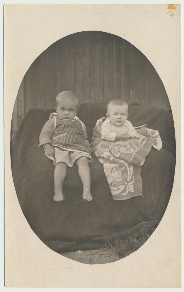 foto, Jaan ja Johannes Hansson, Holstre vallavanema lapsed, Holstre, Laurisupsi talu, 1925