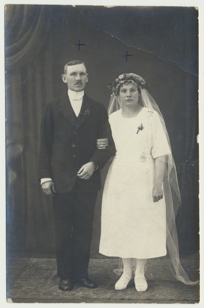 foto, Tõnis ja Adele Koolitoa, laulatus, u 1925, Valma