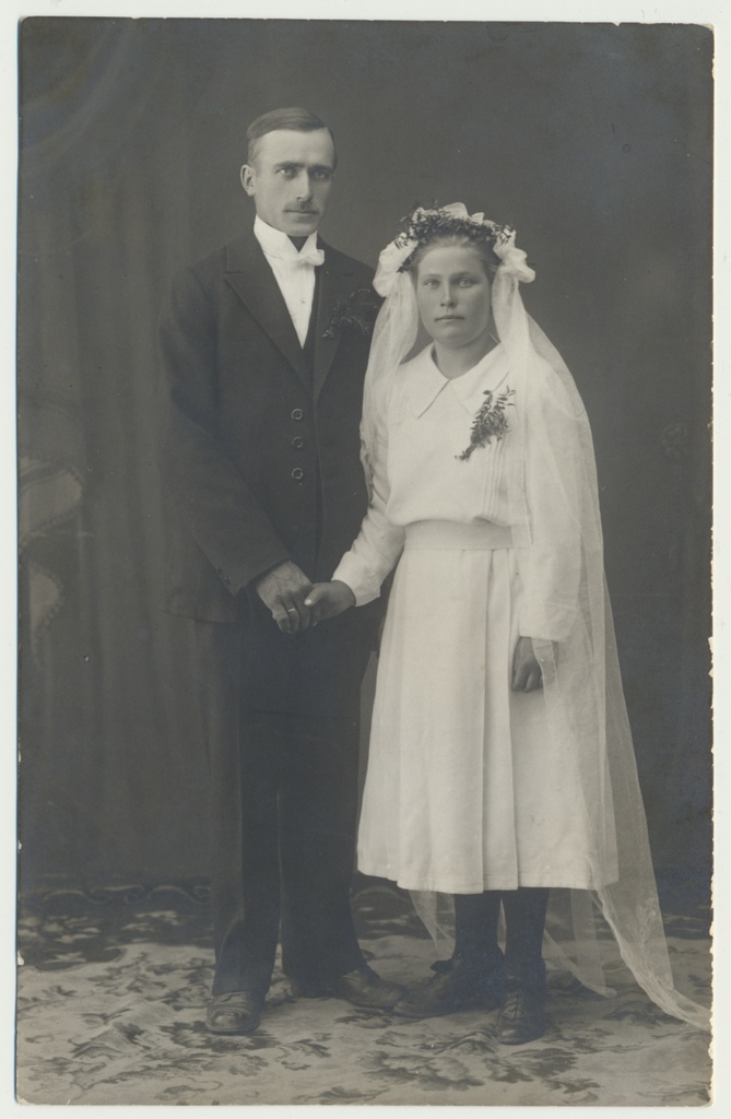 foto, Jakob ja Linda Aaren, laulatus, u 1926, Kolga-Jaani