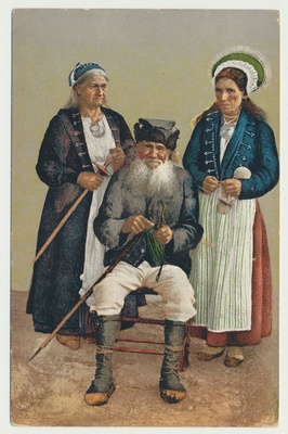 foto, rahvariided, Eesti, 2 naist, taat, u 1910  duplicate photo