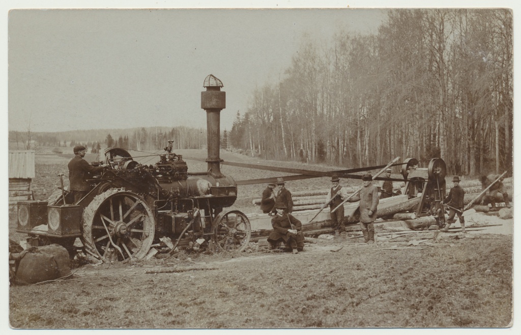 foto, Viljandimaa, Holstre vald, liikuv saekaater töötamas, u 1912