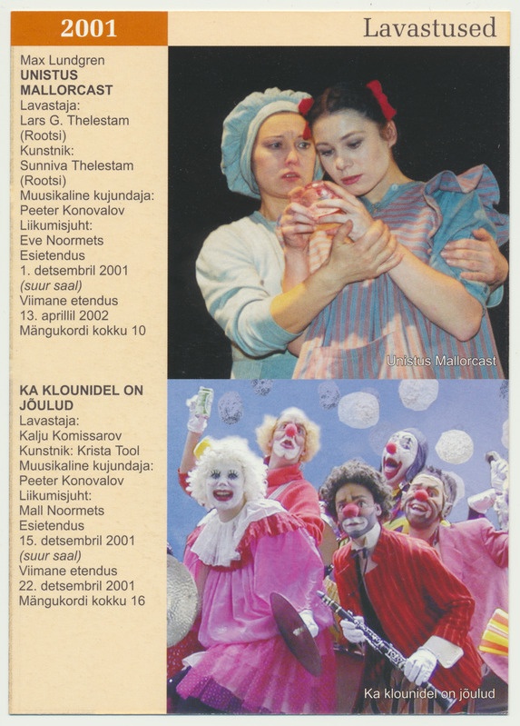 postkaart, teater Ugala lavastused 2001