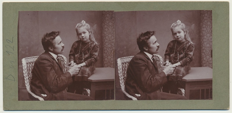 stereofoto, Jaan Riet koos tütre Hilja Rietiga, 21.09.1908