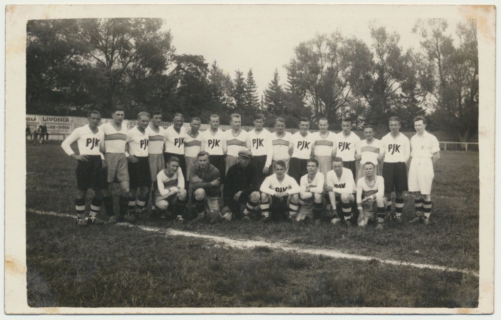 foto, Põltsamaa, jalgpall, spordiseltsi Tulevik jalgpallurid, vastasmeeskond, u 1935