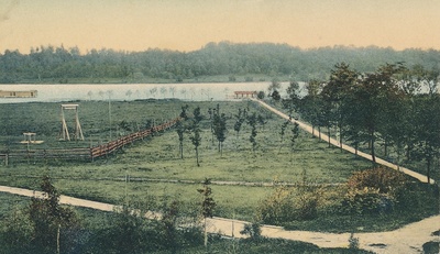 koloreeritud postkaart Viljandi järveäärne koppel, harjutusväljak, järv, supelmajad 1909  duplicate photo