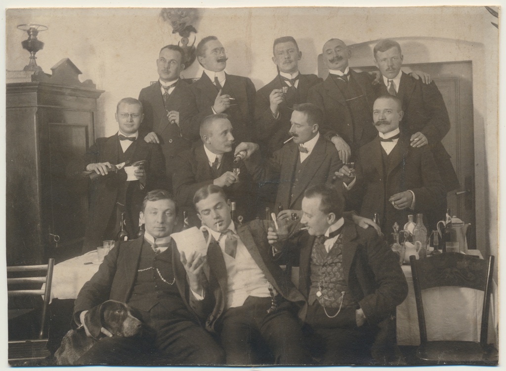 foto, Viljandimaa?, grupp, mehed, pidu, u 1915