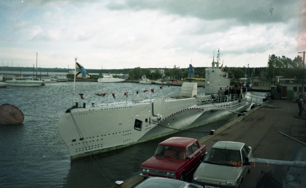 Submarine "Lembit" stands near Pirital at the flagships, view from the shore