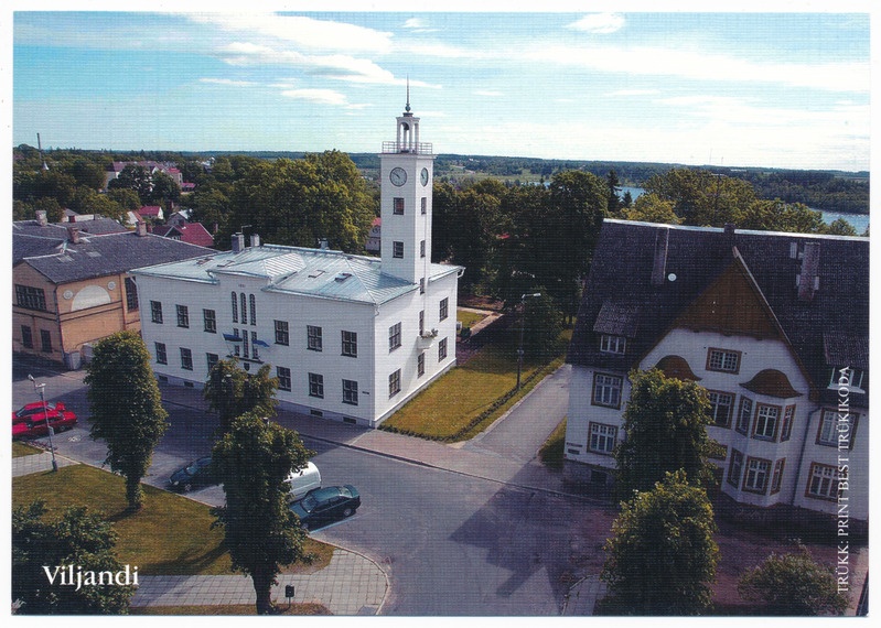 värviline postkaart, Viljandi, raekoda jt, 2005, foto Elmo Riig, trükk Print Best