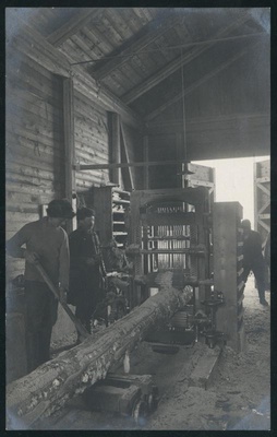 fotopostkaart, Halliste khk, Abja Linavabrik, saeveski sisevaade, u 1924  duplicate photo