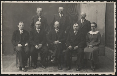 fotopostkaart, Suure-Jaani khk, Suure-Jaani, meierei, juhatus, grupp, u 1937  duplicate photo