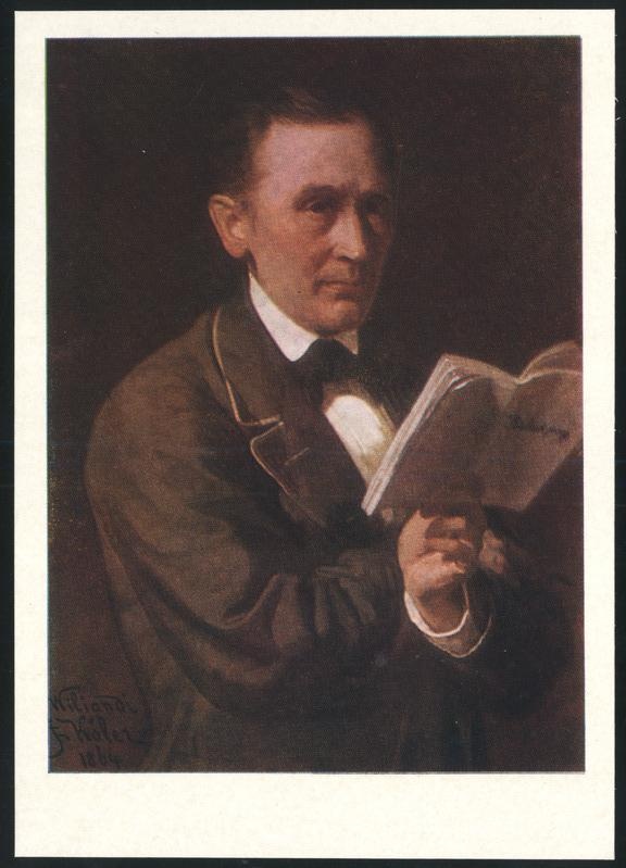 fotopostkaart, J. Köler, Fr. R. Kreutzwaldi portree, 1864, värviline, 1976, kirjastus Kunst