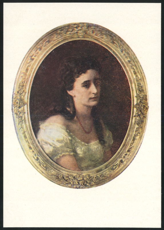 fotopostkaart, J. Köler, helikunstnik Ella Schultz-Adajewsky portree, 1868, värviline, 1976, kirjastus Kunst