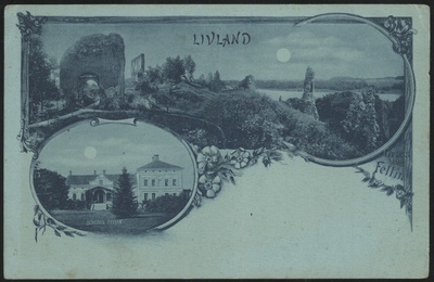 trükipostkaart, Viljandi, 2 vaadet, mõisahoone, lossivaremed, u 1898  duplicate photo