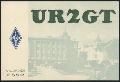 fotopostkaart, Viljandi, raadioamatöör Fellor Kass´i kaart, tekst "UR2GT", foon Viljandi Keskväljak, u 1975  duplicate photo