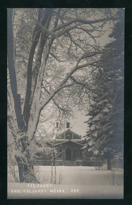 fotopostkaart, Viljandi, uus mõisahoone , talv, u 1925, foto J. Riet  duplicate photo