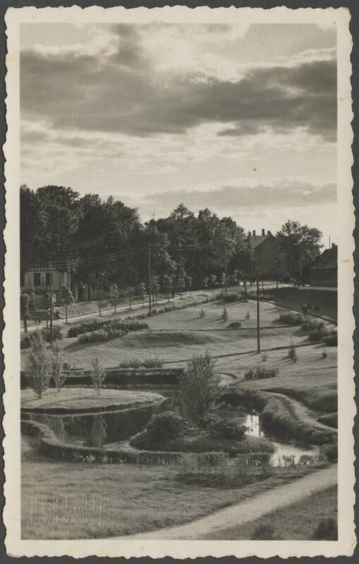fotopostkaart, Viljandi, Valuoja org, Väiketiik, u 1930, foto J. Riet