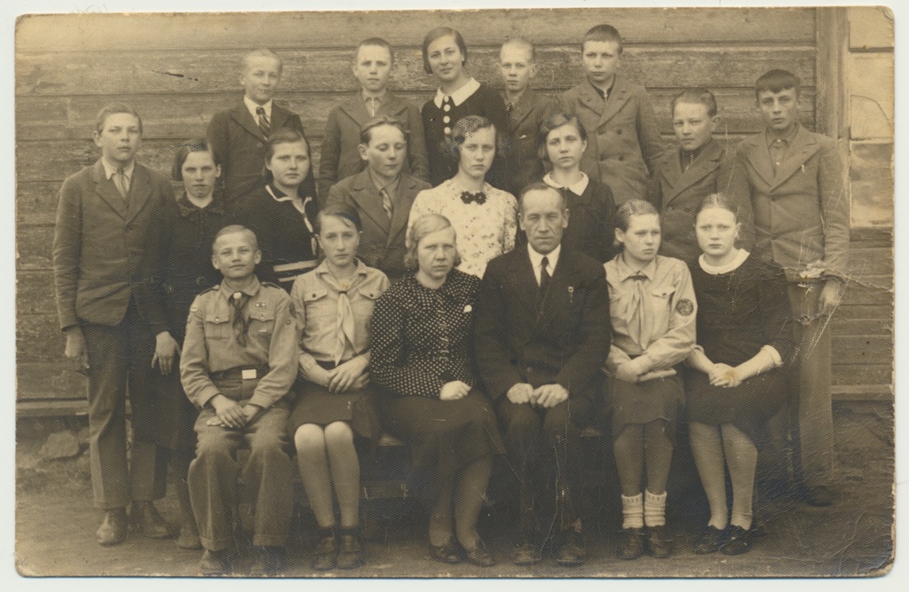 foto, Paistu khk Õisu algkool, 6. klass, 1939