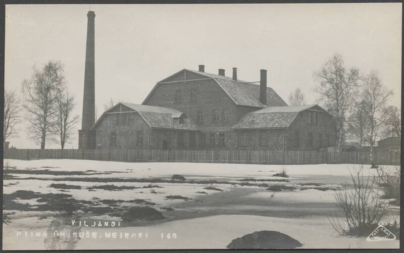 fotopostkaart, Viljandi, Raua tn, Viljandi Piimaühisuse meierei, u 1922, foto J. Riet